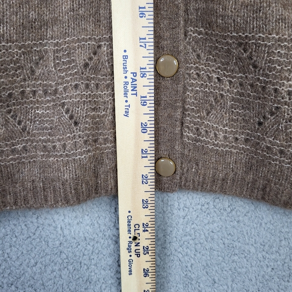 Sezane Charles Jumper Cardigan lace cuffs Sweater Brown Size S - Picture 8 of 13